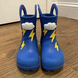 CROCS Kids Blue Lightning Rain Boots C8